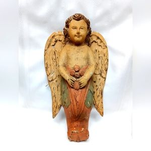 Wood Angel/Cherub 14.5 Inches Long And 7.5 Inches Wide.